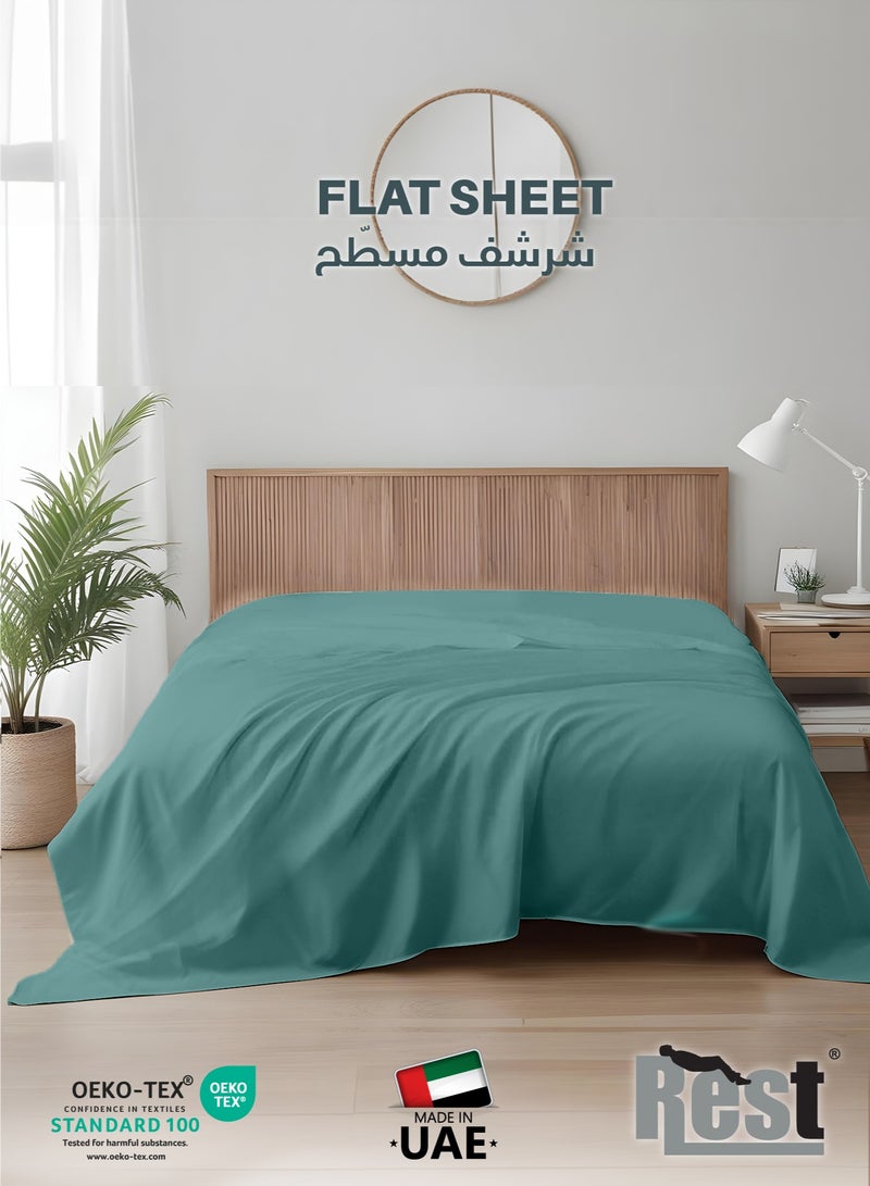 REST Flat Bedsheet 160x220cm Plush Teal Breathable Machine Washbale Bedsheet Extra Soft Easy Fit Highly Breathable Bedding & Linen Cover - Image 1